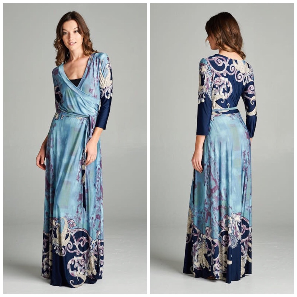 Tua maxi dress blue maxi wrap dress long